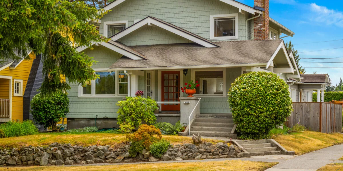 Front-facing exterior photo of 2419 N Junett St, a restored craftsman home in North Tacoma.