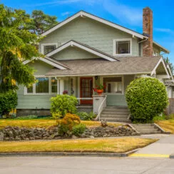 Front-facing exterior photo of 2419 N Junett St, a restored craftsman home in North Tacoma.