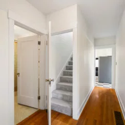 Stairway to the second floor, entrance from the main level.