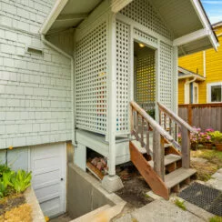 Pathway to basement and backyard.