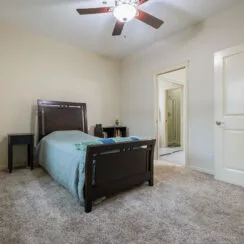 Primary bedroom, with newer flooring.