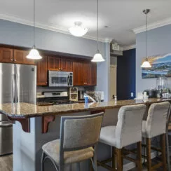 Kitchen area from the HOA common area.