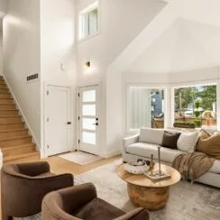 The living area is open concept, with natural light.