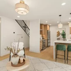 Kitchen is visible from the dining area.