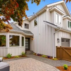 Approaching the front entrance of the home.